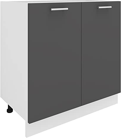 VCM Küchenschrank Breite 80 cm Drehtüren Unterschrank Küche Küchenmöbel Esilo Weiß/Anthrazit