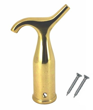 SUL Brass Pole Hook, for Blinds, Attic Ladders, Loft Hatch, and Windows, Sash Window Pole Hook, Skylight roof Window Catch Pole Hook Fits in Telescopic Pole (Brass)