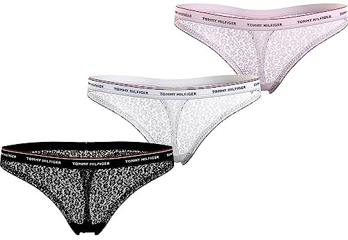 Tommy Hilfiger Women's 3 Pack Thong Lace Ext Sizes Uw0uw04896 Thongs (pack of 3)