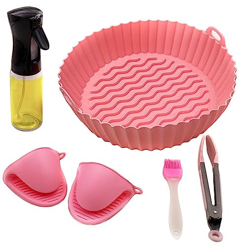 TEHORNEO Moule Air Fryer 20-24 cm, Pack 5 Accessoires Air Fryer, Moule Silicone Air Fryer, Air Fryer Accessoires, Plat Air Fryer, Accessoire Air Fryer, Plat Silicone Air Fryer, Moule pour Air Fryer