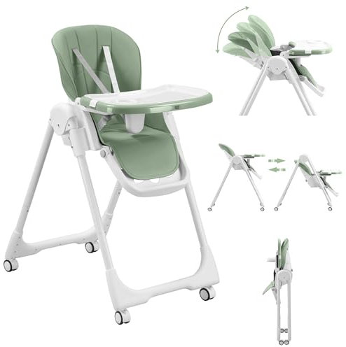 Baby Vivo Chaise haute réglable pour Bébé Enfant avec tablette de 6 mois à 3 ans Tippy Coolmint