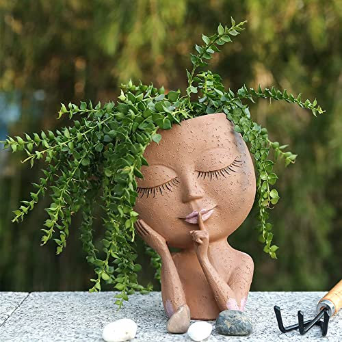 Meyas Blumentopf Gesicht Sukkulente Blumentopf Pflanze Blumentöpfe,Pflanztopf für Sukkulenten,Kaktus Pflanzgefäß mit Ablaufloch,Blumentöpfe Gartendeko Geschenk Innen Draußen Blumentöpfe Braun 