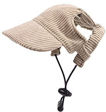 perfk Hunde-Baseballmütze, Hunde-Trucker-Mütze, Verstellbarer Sonnenschutz, Cord, atmungsaktiv, Hunde-Sonnenhut, Haustier-Mütze, Khaki S