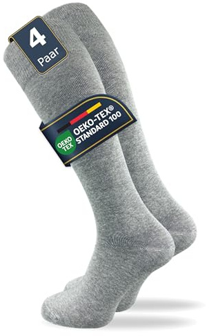 GAWILO Damen & Herren Kniestrümpfe (4 Paar) lange Socken mit Komfortbund aus 80% Baumwolle | kein Verrutschen | ohne drückende Naht | extra weich und lange haltbar