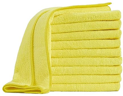 Devior 10er Set Mikrofasertücher 40x40 cm, Gelb – Mikrofasertuch für Staubwischen, Oberflächenreinigung, Fensterputzen, Lackpflege & Innenraumreinigung, 80% Polyester, 20% Polyamid