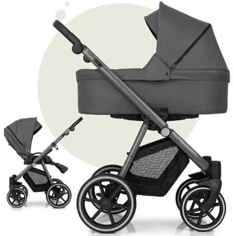 my junior® NOAX² 2-in-1-Kinderewagen inkl. Liegewanne, Sportsitz, geräumiger Einkaufskorb in Downtown Grey