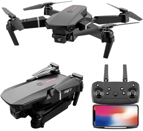 UNbit E88 Pro Drone avec caméra 4K pour Adultes, quadcoptère RC Drone RC plié avec Maintien en Altitude, Mode sans tête, positionnement visuel, Retour Automatique,1 Battery