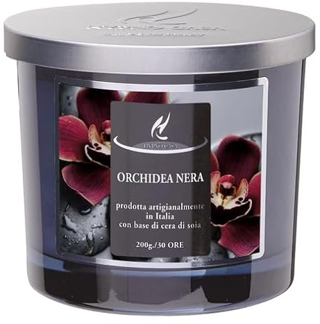 HYPNO CASA - Candela in Vasetto di Vetro, 200 gr. (Orchidea Nera)