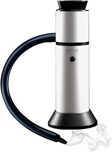 CREATIVECHEF SG16B Portable Smoke Gun for Food & Cocktail Smoking Kit - Aluminum Alloy Smoker Infuser with Wood Chips, 6.3x2.6, Silver