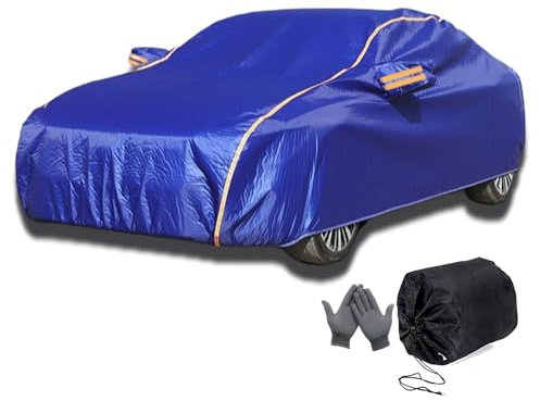 Autoabdeckung für Mini Cooper S|Vollgarage Autoplane hält Regen Schnee und Verschmutzung,Elastisch Atmungsaktiv Staubschutz Weich Stretch Stoff Autoabdeckung,mit Reißverschlusstür (Color : Blue)