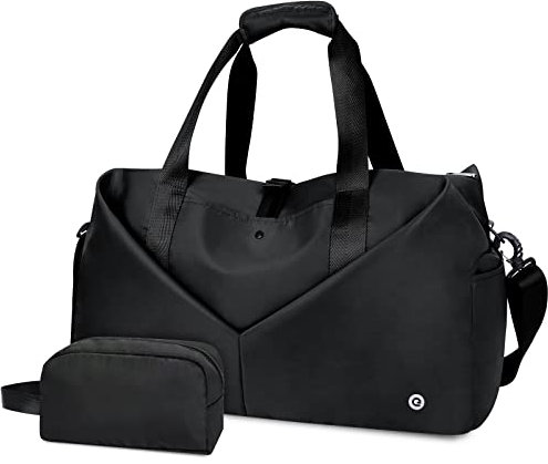 Ceneda Large Gym Bag with Toiletry Bag, Water Resistant Sport Duffel Bag with Shoes Compartment & Wet Pocket, Portable Lightweight Travel Bag, Overnight Weekender Bag Yoga Bag, Black