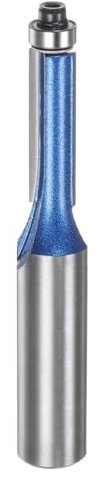 QUARKZMAN Bündigfräser 12mm Schaft 5/16 Durchmesser 1 Schnitttiefe Oberlager Bündig gerade Schneidende Fräserbits aus Hartmetall für Spanplatten Sperrholz MDF Holzarbeiten, Silber Blau