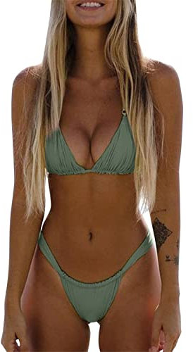 Genérico Tops De Bikini Mujer De Cintura Tanga De Tres Puntos Bikini Brasileño Bikinis Mujer 2024 Traje De Baño Dos Piezas Suave Micro Copa Pequeña Cosido Sujetador Acolchado Conjunto Bañador