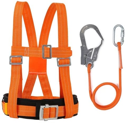 Absturzsicherung Sicherheitsgurt,3Meters Auffanggurt Absturzsicherung Set,Absturzsicherung Dachdecker,Luftarbeit Absturzsicherung Sicherheitsgurt,Fallschutz Komplettset,Verstellbarer Klettergurt 100KG