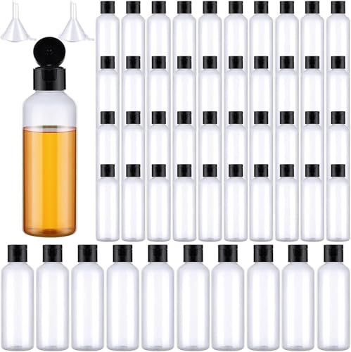 MALLOOM 50 Pièces 100ml Flacon Voyage Vide, Plastique Bouteille de Voyage Cosmetique Flacons, Flacons vaporisateurs vides en plastique transparent pour Lotion, Démaquillant, Shampoing, Gel Douche