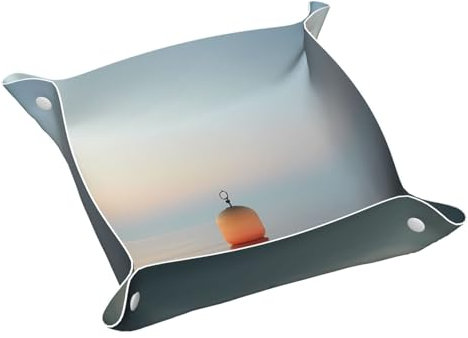 Bandeja de tocador, bandeja de piel de PVC para viajes, organizador de viaje pequeño para llaves, carteras, relojes, monedas (patrón de baliza de mar)