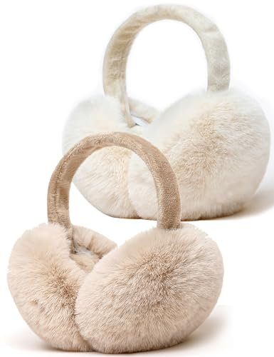 Unning 2 Stück Ohrenwärmer Damen Winter Verstellbar Ohrenschützer Faltbare Warme Weiche Ohrenschutz Earmuffs für Women