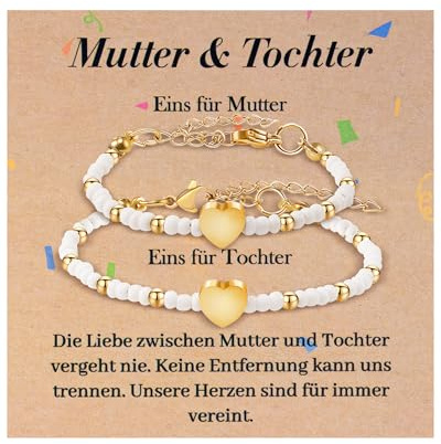 YELUWA 2PCS Mutter und Tochter Geschenk Armband, Geschenke zum Schulanfang | Armbänder für Mutter und Tochter Geschenke für Mutter Tochter Muttertag Geburtstag Weihnachten Abschluss Zurück Zur Schule