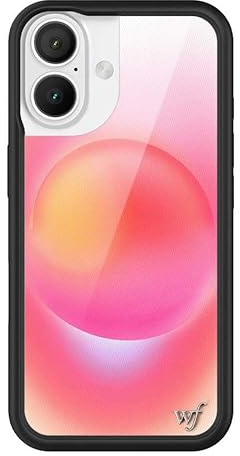 Wildflower Schutzhüllen – Hot Pink Aura, kompatibel mit Apple iPhone 16, Orange/Gelb, ästhetisch, hell, niedlich, trendig, Sommer, schützender schwarzer Stoßfänger, 1,2 m Falltest-Zertifiziert,
