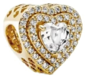 GHMIOU Charms Gold 925er Sterlingsilber Bead Charm für Armbänder, Halsketten, Cartoon Charms, Schmuck, Geschenk für Frauen und Mädchen zu Weihnachten (Golden Heart 4)