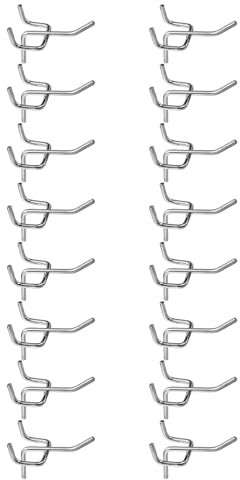 sourcing map 100pcs Pegboard Shelving Hooks 2 Stainless Steel Peg Board Display Hook Hanging Holders Wall Mount Organize Tools for Workbench Garage Kitchen Store, Silver