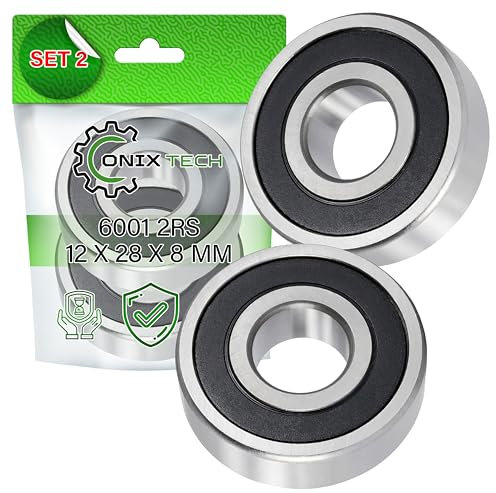 2 Stück Universal Kugellager 6001 2RS 12 x 28 x 8 m aus Starkem Stahl - ONIX TECH