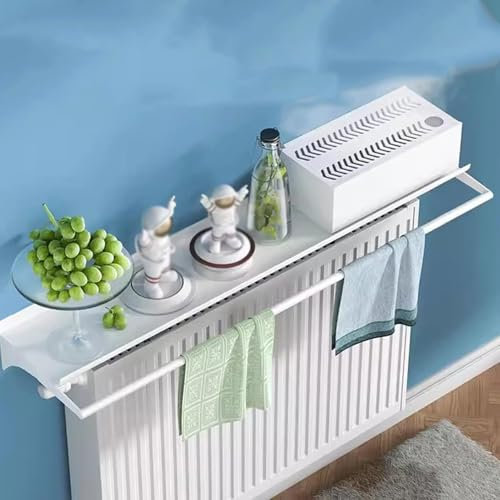 Generic 180CM White Aluminium Radiator Shelf, Floating, Rustic, 1 Shelf, Heavy Duty, Wall Mount, 28kg Capacity, No Drilling Required, Home, Office