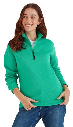 TOG24 Pearson Womens Quarter Zip Neck Fleece, Knitlook Walking Outdoor | Size 16,Jade Marl,Polyester, Sweatshirt, Jumper, Brushed lining, Anti-pill, Layering, Outdoors