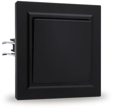 JIMEIDA Lichtschalter Schwarz PC Glattes Hautgefühl Mit Haken 1 Fach 1 Weg Unterputz Taste Schalter Wandschalter 10 Amp,250 V