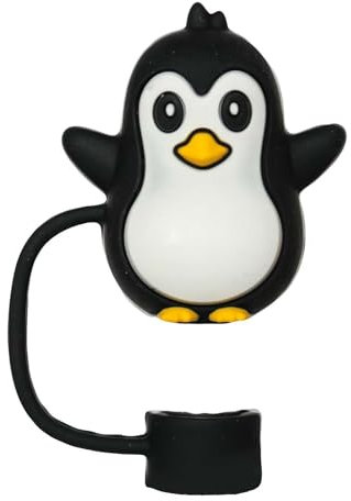 Sea Animal Cute Straw Cover Cap for Stanley Cup, 10mm Silicone Straw Topper for 30&40 Oz Stanley Tumbler with Handle, Reusable Straw Tips Lids Dust-Proof Topper for Water Bottle (penguin)