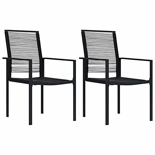 Homgoday Gartenstühle aus PVC-Rattan, 2 Stück, schwarz, Stühle für den Außenbereich, Gartenmöbel, Terrassenmöbel