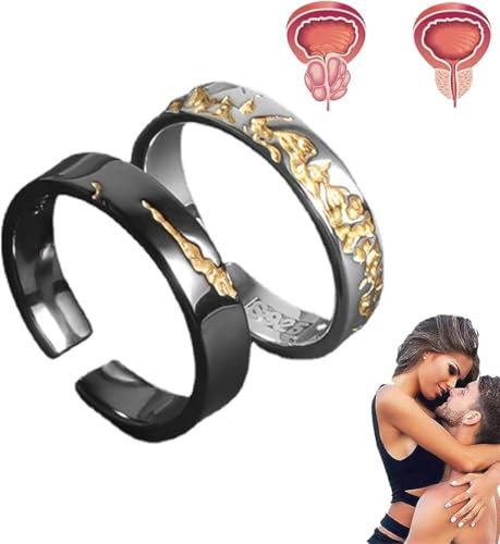 2 Stück Reliefrite Prostata-Therapie-Lava-Ring, Coppermag Prostata-Therapie-Ring, Prostapower magnetischer Kupferring, eleganter Ring, verstellbarer Kupferschmuck, Geschenk für Männer