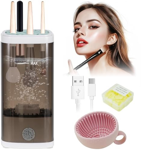 CIGTSICO Upgrade Makeup Brushes Cleaner, Make Up Brush Cleaner with UV Drying Function, Electric Make Up Brush Cleaner Strongest Clean-6500RPM for Perfect Cleaning Makeup Brushes