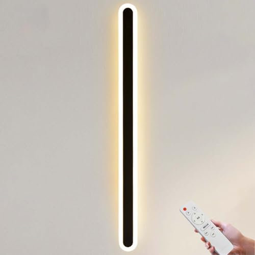 LOGT 16W LED Wandleuchte Innen Lange Wandlampe mit Fernbedienung Dimmbar Wandbeleuchtung Schwarz Eck Wand Lampe 3000K-6000K Wohnzimmerlampe Modern Aluminium Schlafzimmerlampe 60CM,Schwarz