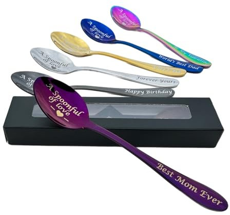 Personalised Engraved Teaspoon with Custom Text, Stainless Steel, Gift Spoon with Double-Side Engraving