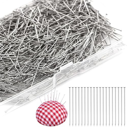 UOCAI 2000 Stück 26mm Stecknadeln Ohne Kopf Schneiderin Kopf Pins in Box Feine Pinnnadeln Pailletten Nadeln Edelstahl Stecknadel Satin Pin für Herstellung Von Schmuck, Nähen und Handwerk
