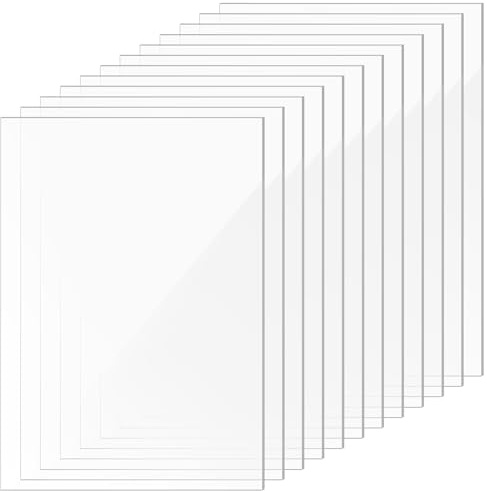 HEIYUET 12 Stück A4 Acrylplatte Transparent, 297 x 210 x 2mm Acrylplatten Rechteckig Acrylglas Platte, Klare Acrylglas Kunststoffplatten für Bilderrahmen, DIY Projekte, Display Ständer