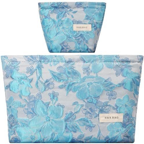 Aucuu 2PCS Beauty Case, Borsa Cosmetica Ricamata, Borsa Cosmetica da Viaggio, Multifunzionale Pochette Trucchi, Trucco Portatili per Vacanze in Viaggio