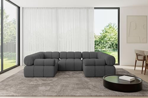 ALTDECOR Modulares Sofa Ecksofa in U-Form Corner modular Sofa Eckcouch Couch Wohnlandschaft Cauchsofa Polstersofa Birno-U1-285x190x70 cm Grau
