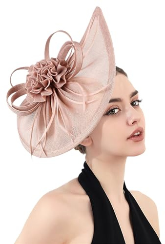 RUIXIA Fascinators Chapeau Femmes Bibi Mariage Bandeau et Clip Cocktail Chapeau Bibi de Cérémonie Pince Cheveux pour Soirée Tea Party