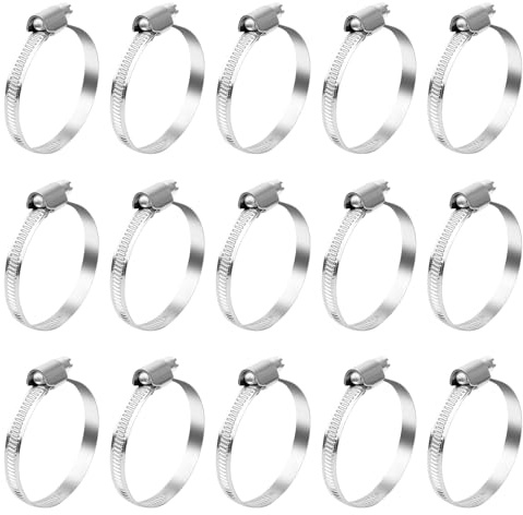 15 Stück Schlauchschelle Edelstahl 40-63mm, Schlauchschellen Set aus Rostfreiem 304 Stahl, Universelle Schlauchklemmen für Wasser, Luft, Kraftstoffschläuche, Auto, Industrie, Haushalt, Garten