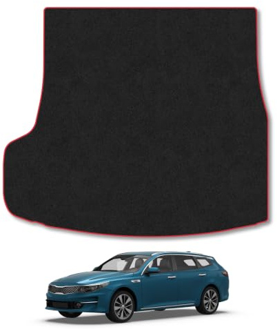 Kia Optima (2015-2019) [Estate] Premium Carpet Boot Mat | Red Edge Trim Premium Boot Liner Tailored Fit Full Coverage Protection Accessories Easy Clean Anti Slip Made in the UK