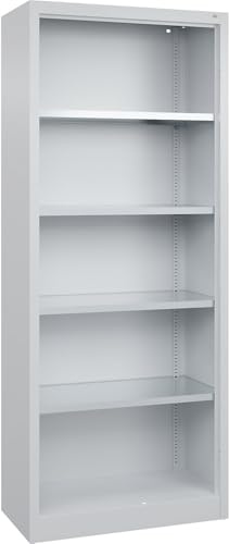 C + P Möbelsysteme | Werkstattschrank | lichtgrau RAL 7035 | Stahlblech | Mit 4 verzinkten Fachböden, HxBxT 1950 x 800 x 400 mm