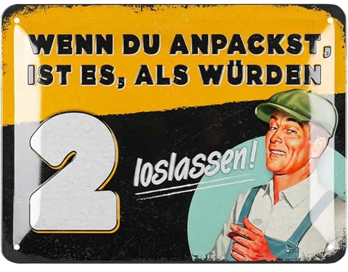 LANOLU Retro Blechschild Werkstatt, vintage Metallschilder mit Sprüchen, lustiges Werkstatt Schild für Papa zum Vatertag, Retro Deko, lustige Wandbilder mit Sprüchen 15x20cm