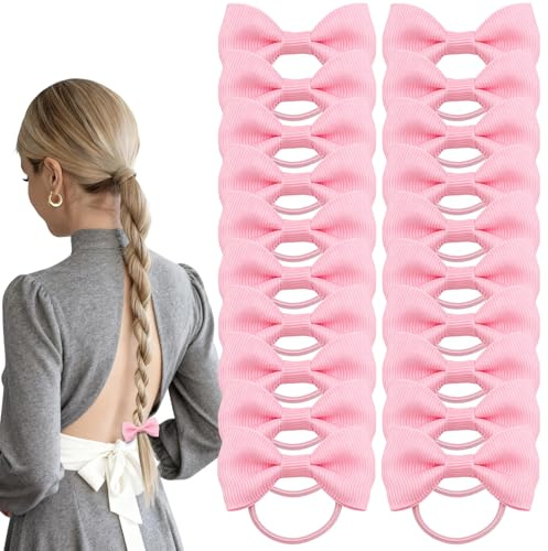 20 Stück Haarschleifen und Scrunchies in Rosa | Haarschmuck für Kinder, Kleinkinder, Damen, Schule, Alltag und Auftritte (Rosa)