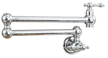 Wandmontierter Messinghahn, Küchen-Einzel-Kaltspülbecken, Doppelgelenk, dehnbarer Schwenkarm, drehbarer Auslauf, klappbarer Waschhahn Kommerziell(Chrome Type)