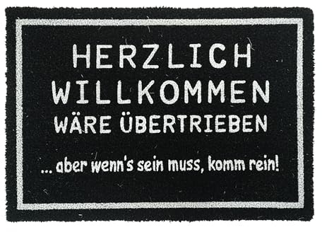Relaxdays Fußmatte Kokos 60x40cm, Türvorleger Willkommen, rutschfest, wetterfest, Fußabstreifer innen & außen, schwarz | rutschfest, wetterfest, Fußabstreifer innen & außen