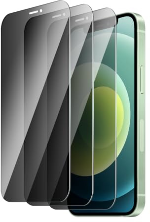 QZYWIKA Protection écran pour iPhone 12/12 Pro, Anti espion 3 Pièces, Film en verre trempé de dureté 9H Anti-Rayures Anti-Empreinte Installation Facile