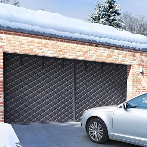 Garagentor-Schirm Für Den Winter, Garagentor-Isolierset für 2 Autos 183x198cm 213x198cm Magnetischer Wärmeisolierter Garagentor-Vorhang Für Carport-Decke, Garagentor-isolierungsset(Black,W198xH259cm)