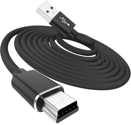 Yaekea 6.6FT Mini USB Cable Compatible with Garmin GPS, Canon/Nikon Camera, PS3 Controller, Blue Yeti Microphone, Texas Instruments Calculator, Gopro Hero, Dash Cam Black Braided Mini Cable